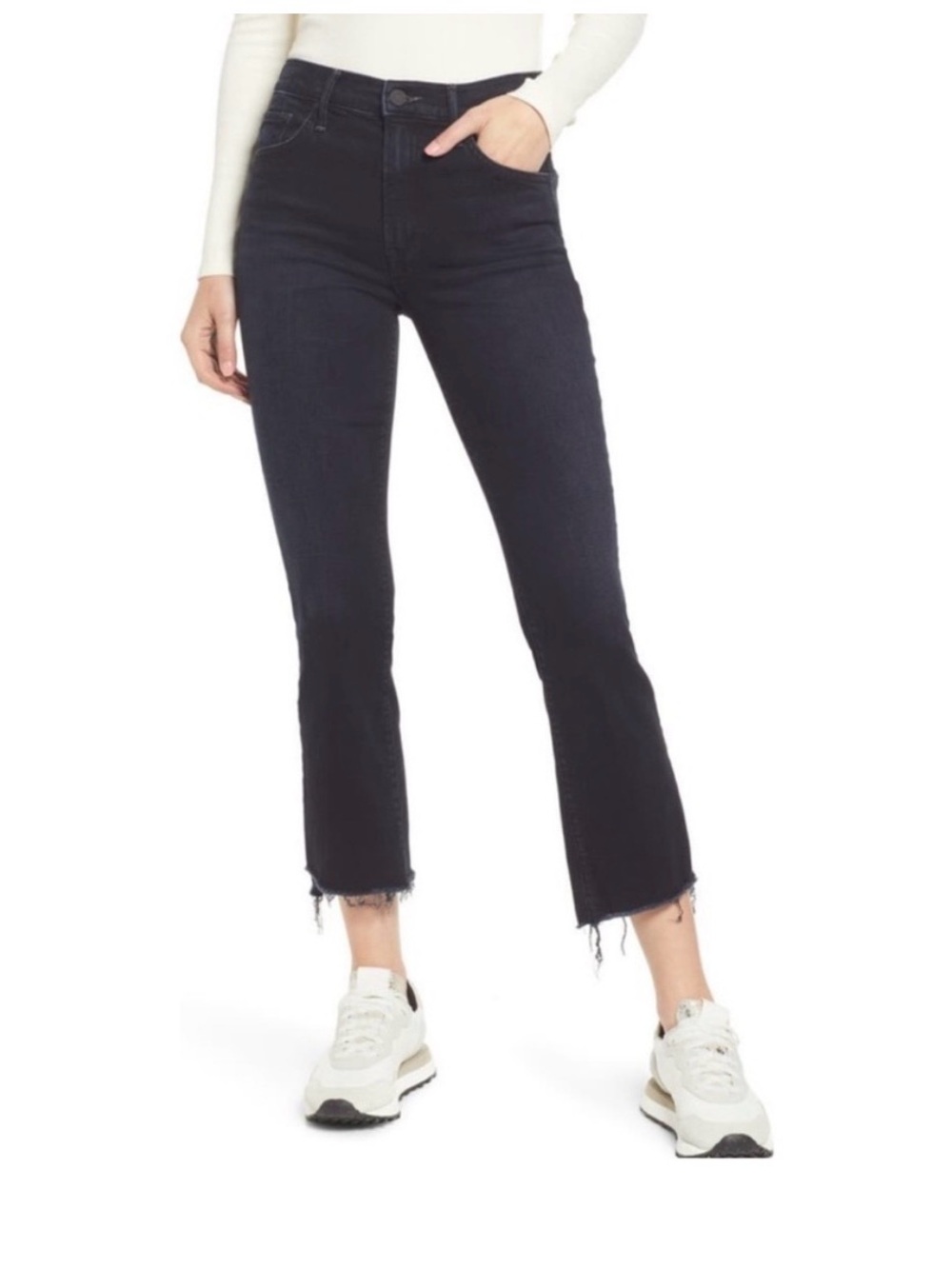 MOTHER The Insider Crop Step Fray Jeans in Night in Paris